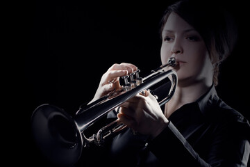 Trumpet player playing jazz musician.