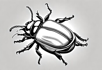 black and white sketch of a ladybug