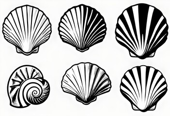 set of shells - obrazy, fototapety, plakaty