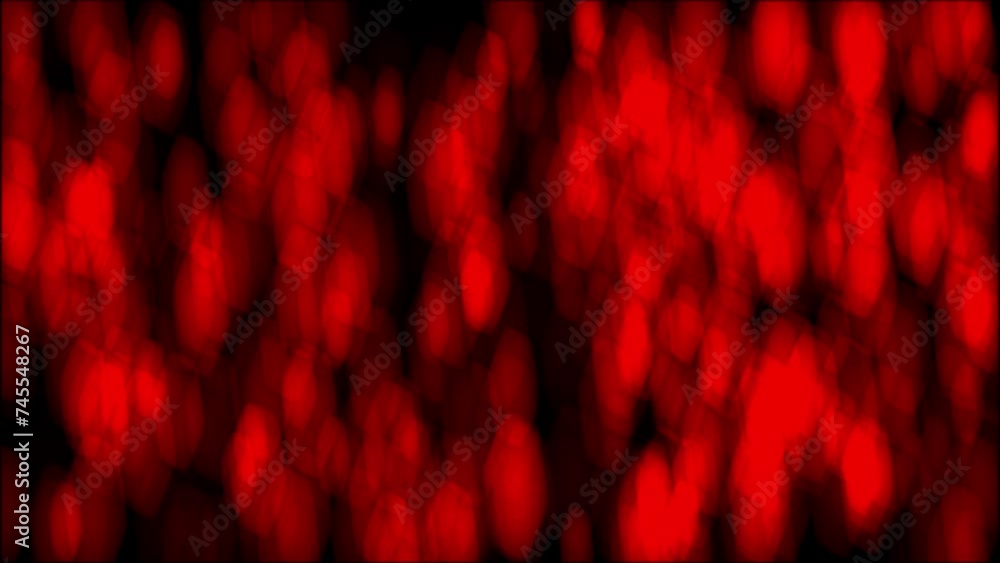 Poster animation of stretched and rotated red bokeh
