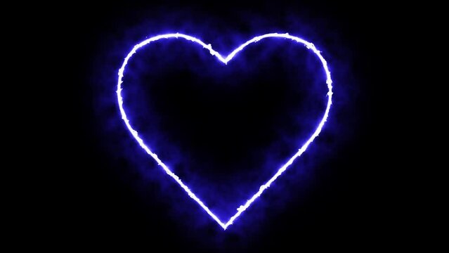 An animated heart outline crafted with a vibrant blue nuclear reactor line forming its shape, pulsating with energy.