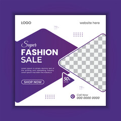 Fashion sale social media post design template of print