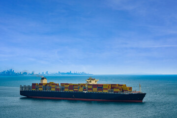 large container shipping ship Sailing by sea international transportation Export-import business,...