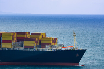 large container shipping ship Sailing by sea international transportation Export-import business,...
