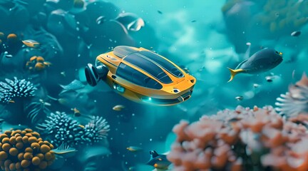 Underwater Autonomous Vehicle Exploration with AI generated.
 - Powered by Adobe