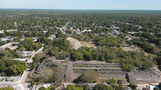 Drone view of Kinich Kakmo pyramid in izamal