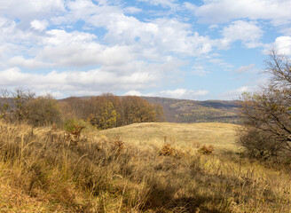 the beginning of autumn, walks in the countryside, panoramic views and seasonal conditions in nature, the colors of autumn