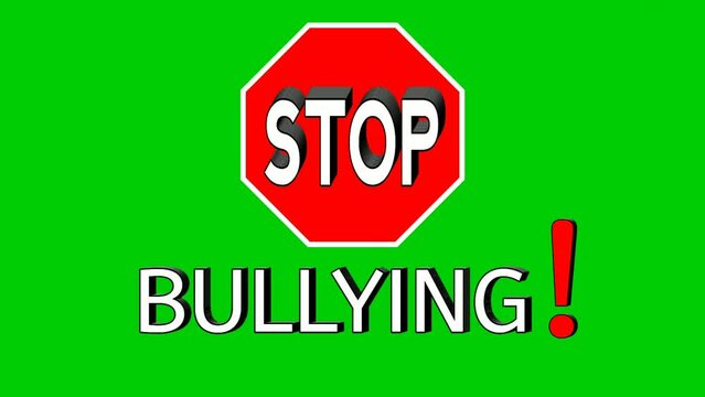 STOP bullying Text animation motion graphics on red on green screen background video elements