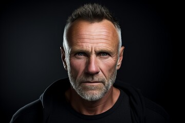 Portrait of an old man with a beard on a dark background.