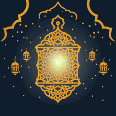 A design for a Ramadan lantern decorated with an Islamic ornament and illuminated dazzlingly from the inside