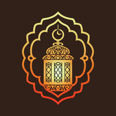 A design for a Ramadan lantern decorated with an Islamic ornament and illuminated dazzlingly from the inside