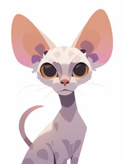 cat, animal, pet, kitten, cartoon, sphynx, feline, white, kitty, isolated, funny, domestic, cute, animals, sphinx, bald, illustration, vector, breed, pets, portrait, hairless, dog, fur, baby