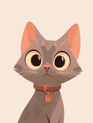 cat, animal, cute, pet, vector, illustration, kitty, kitten, cartoon, art, mammal, drawing, feline, domestic, design, fun, funny, black, pink, icon, pets, card, love, paw, face