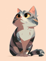 cat, animal, vector, cartoon, cute, pet, illustration, kitten, kitty, domestic, art, drawing, feline, mammal, animals, black, design, fun, pets, tail, character, sitting, paw, funny, happy