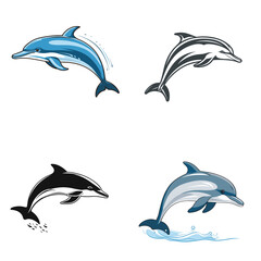 Naklejka premium Dolphin (Leaping Dolphin Illustration). simple minimalist isolated in white background vector illustration