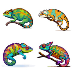 Chameleon (Chameleon Changing Colors). simple minimalist isolated in white background vector illustration