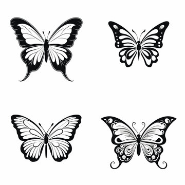 Butterfly (Butterfly with Open Wings). simple minimalist isolated in white background vector illustration
