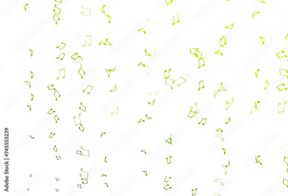 Poster light green vector backdrop with music notes.