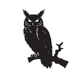 Wise Owl icon and silhouette isolated on white background