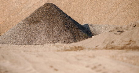 Texture of sand. Quarry factory construction mineral on open pit mine