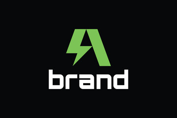 letter a bolt logo masculine