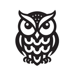 Wise Owl icon and silhouette isolated on white background