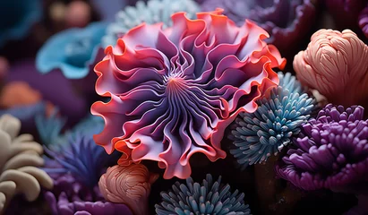 Foto op Canvas Colorful coral reef close-up as background © kvdkz