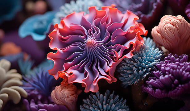 Colorful coral reef close-up as background