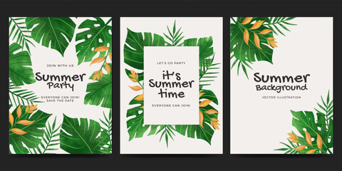 set of tropical summer card or poster