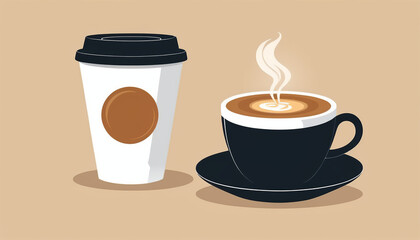 Modern Flat Style Vector Illustration of Two Coffee Cups