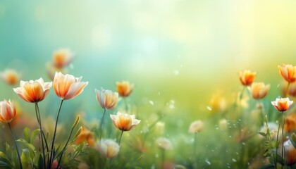 Obraz na płótnie Canvas Spring flowers on a green hd background