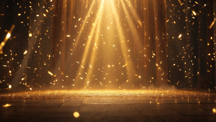 Gold lights rays scene background Golden light award