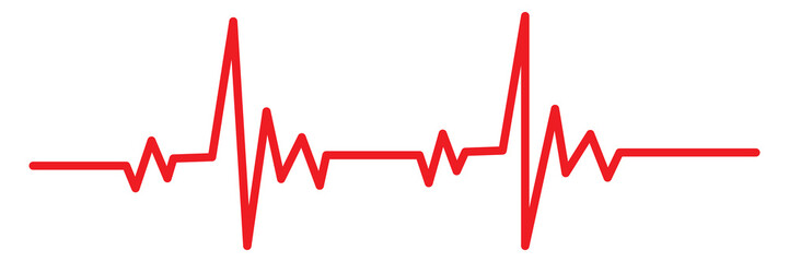 Heartbeat red line icon. EKG and cardio symbol. Vector illustration isolated on white background