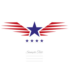 Abstract USA flag eagle logo icon isolated on white background