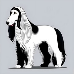 afghan hound dog pet portait clip art cartoon illustration isolated on white background