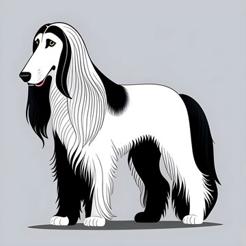 recommend clip art: afghan hound dog pet portait clip art cartoon illustration isolated on white background