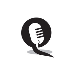 Q podcast logo design illustration.