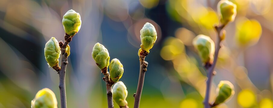 Budding trees in early spring the promise of green branches poised to burst into life