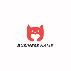 design logo creative negative space cat and love