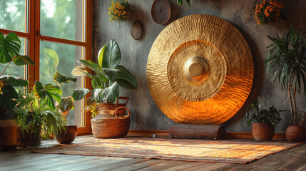 Sound healing Tibetan brass gongs, alternative healing therapy sound meditation relaxation practice