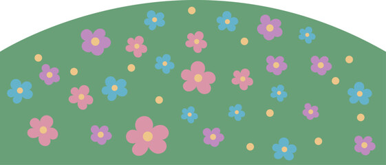 봄 꽃밭 spring grass 잔디 풀밭 배경 언덕 일러스트