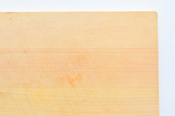 wooden cutting board isolated on white background, plank wood in the kitchen