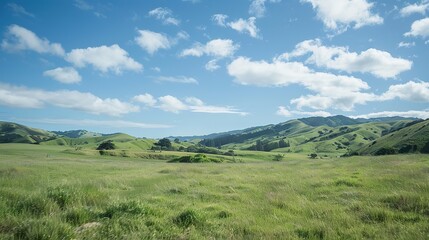 Naklejka premium Green meadows under sunny skies the essence of summer freedom wild and open