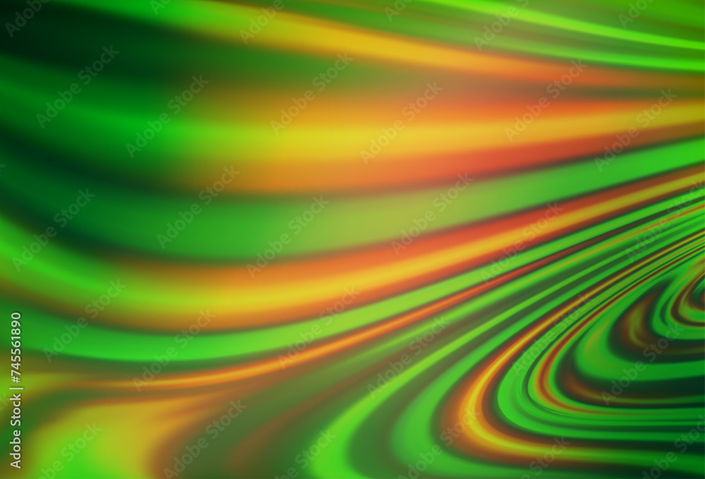 Poster light green, yellow vector pattern with bent ribbons.