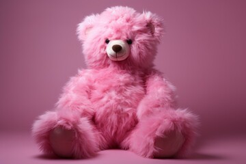Pink bear toy fluffy. Little object. Generate Ai