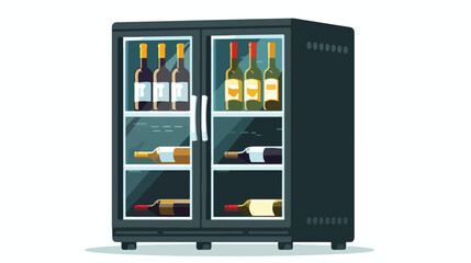 Wine Cooler Fridge Icon Image Isolated on White Background