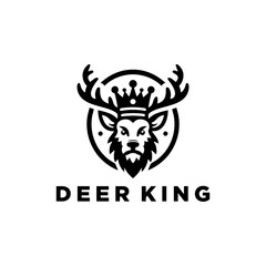 Deer head with king crown illustration isolated on white background