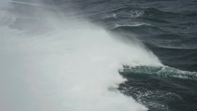 Violent waves in the stormy northern sea.