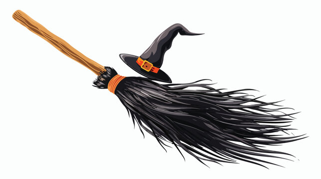 Witch Broom Halloween Isolated Icon Isolated on White