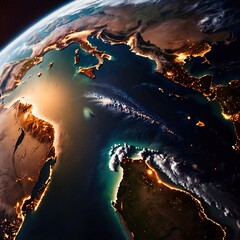 View of planet earth, the world globe, from outer space
